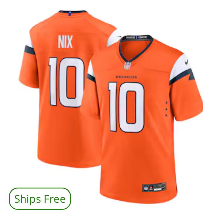 Women Denver Broncos #10 Nix Nike Orange 2024 NFL Draft First Round Pick Player Game Jersey->baltimore ravens->NFL Jersey
